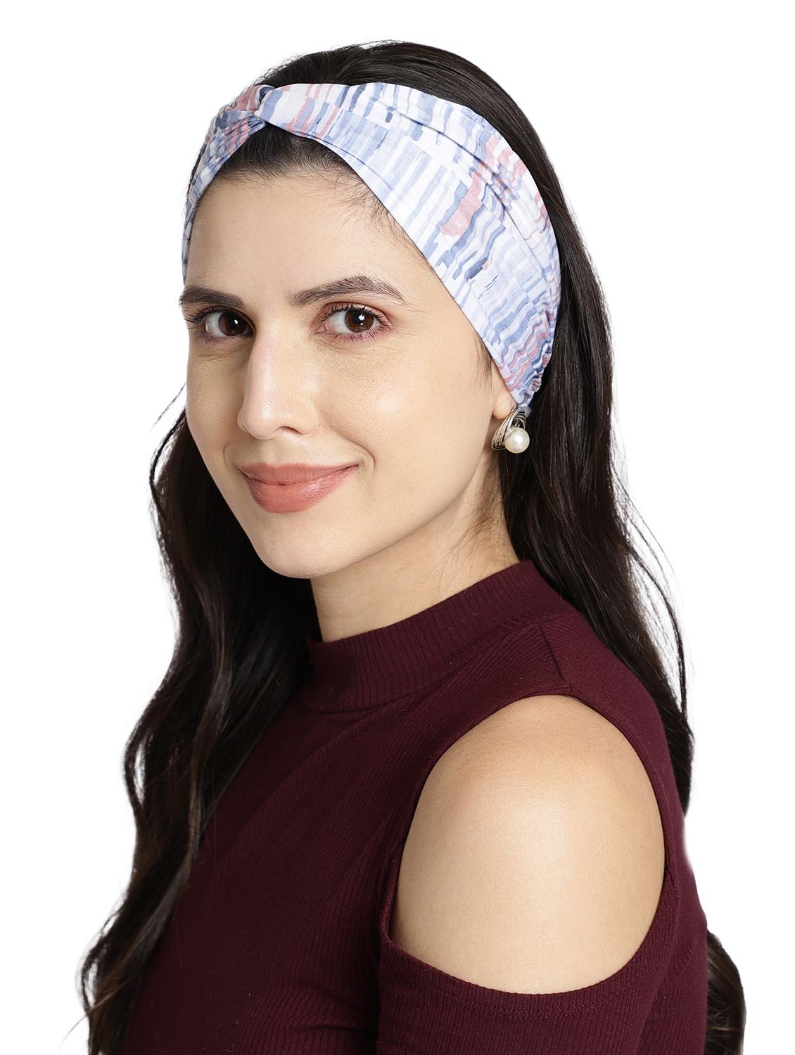 pink color printed viscose headband and scrunchy combo pack - 17987262 - Zoom Image - 4