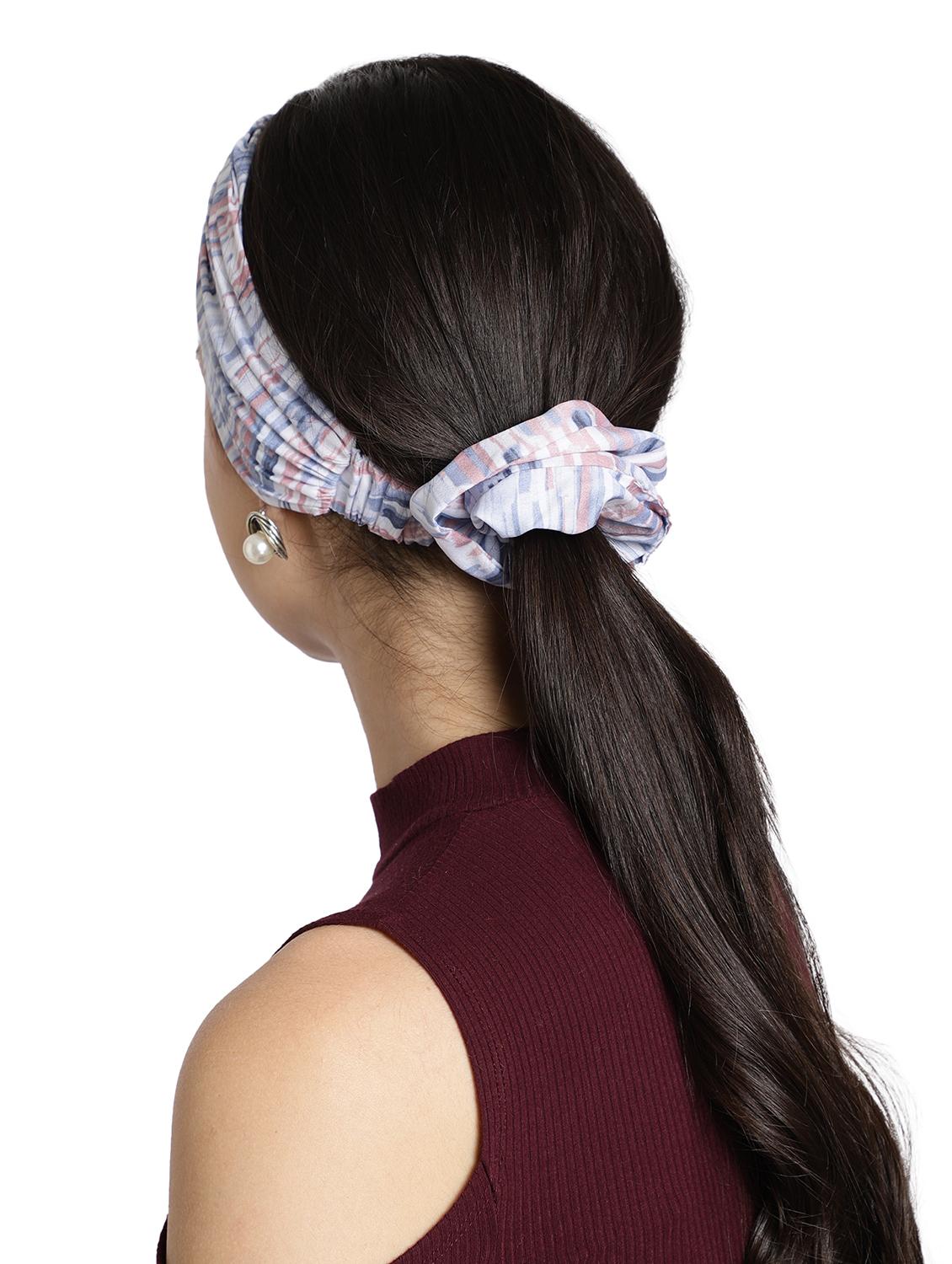 pink color printed viscose headband and scrunchy combo pack - 17987262 - Zoom Image - 5