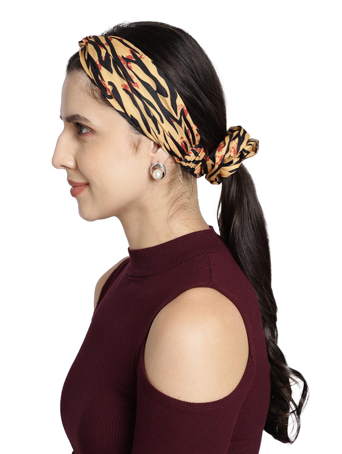 yellow printed viscose headband and scrunchy combo pack - 17987266 - Zoom Image - 5