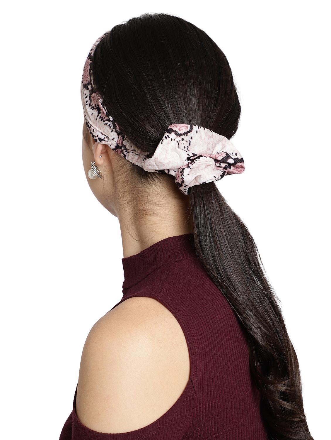 off white printed viscose headband and scrunchy combo pack - 17987268 - Zoom Image - 5