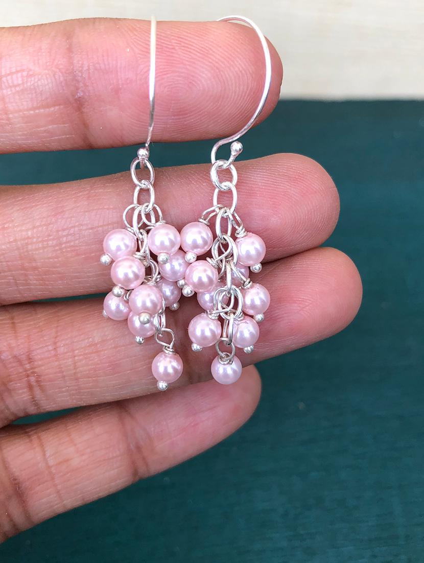 sterling silver and clustered pink pearls earrings - 18010951 - Standard Image - 2