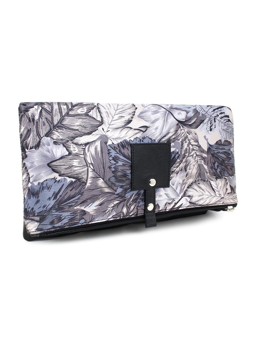 grey leatherette (pu) fold over clutch - 18012317 - Zoom Image - 4