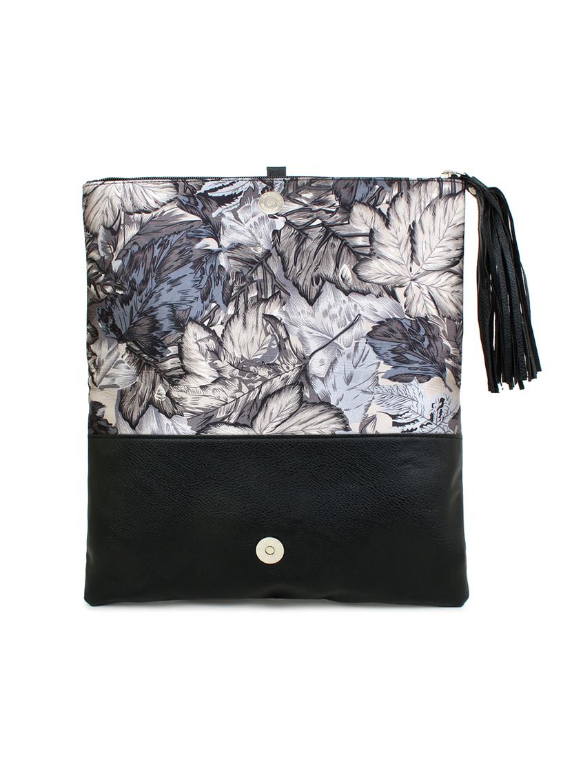 grey leatherette (pu) fold over clutch - 18012317 - Standard Image - 5