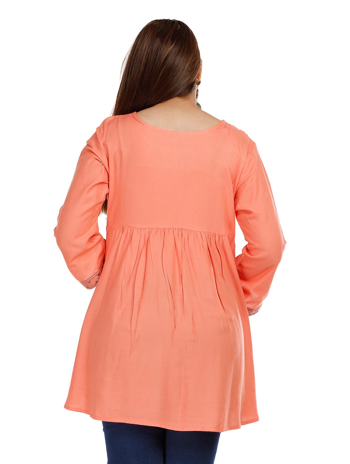 orange rayon regular tunic - 18013983 - Standard Image - 3