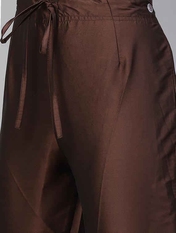 brown chanderi suit set - 18018908 - Zoom Image - 4