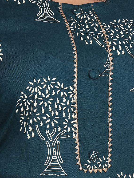 blue rayon kurta pant set - 18049790 - Zoom Image - 3
