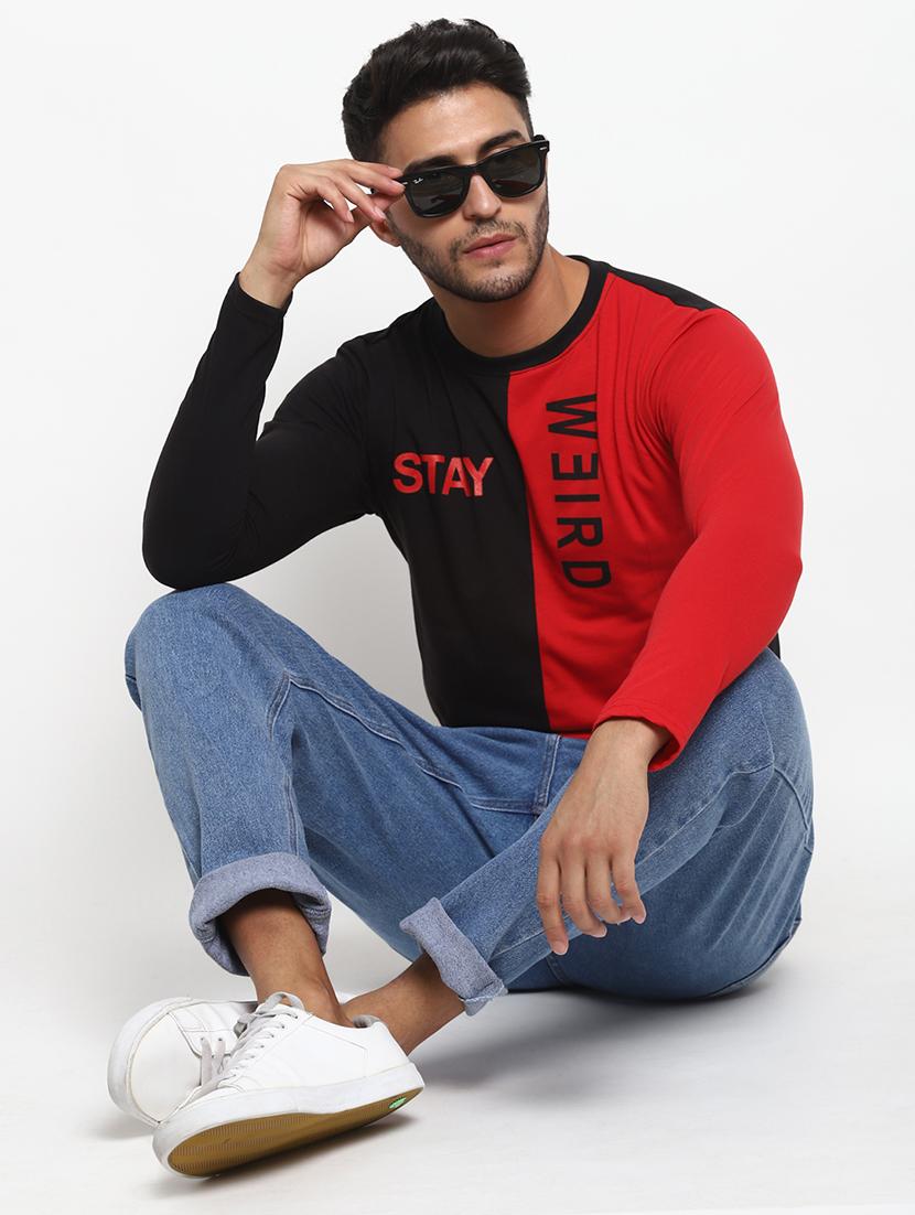 black color block t-shirt - 18049825 - Zoom Image - 4