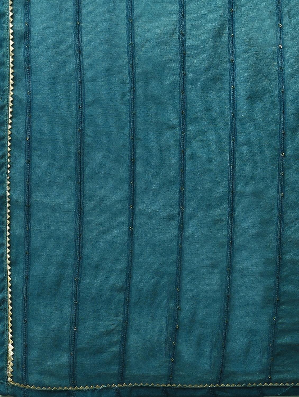 teal cotton blend kurta sharara set - 18051546 - Standard Image - 5