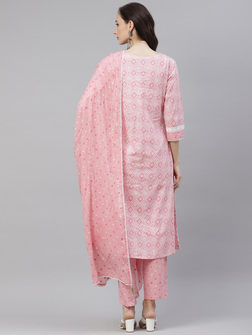 pink kurta pant set with dupatta - 18054206 - Zoom Image - 2