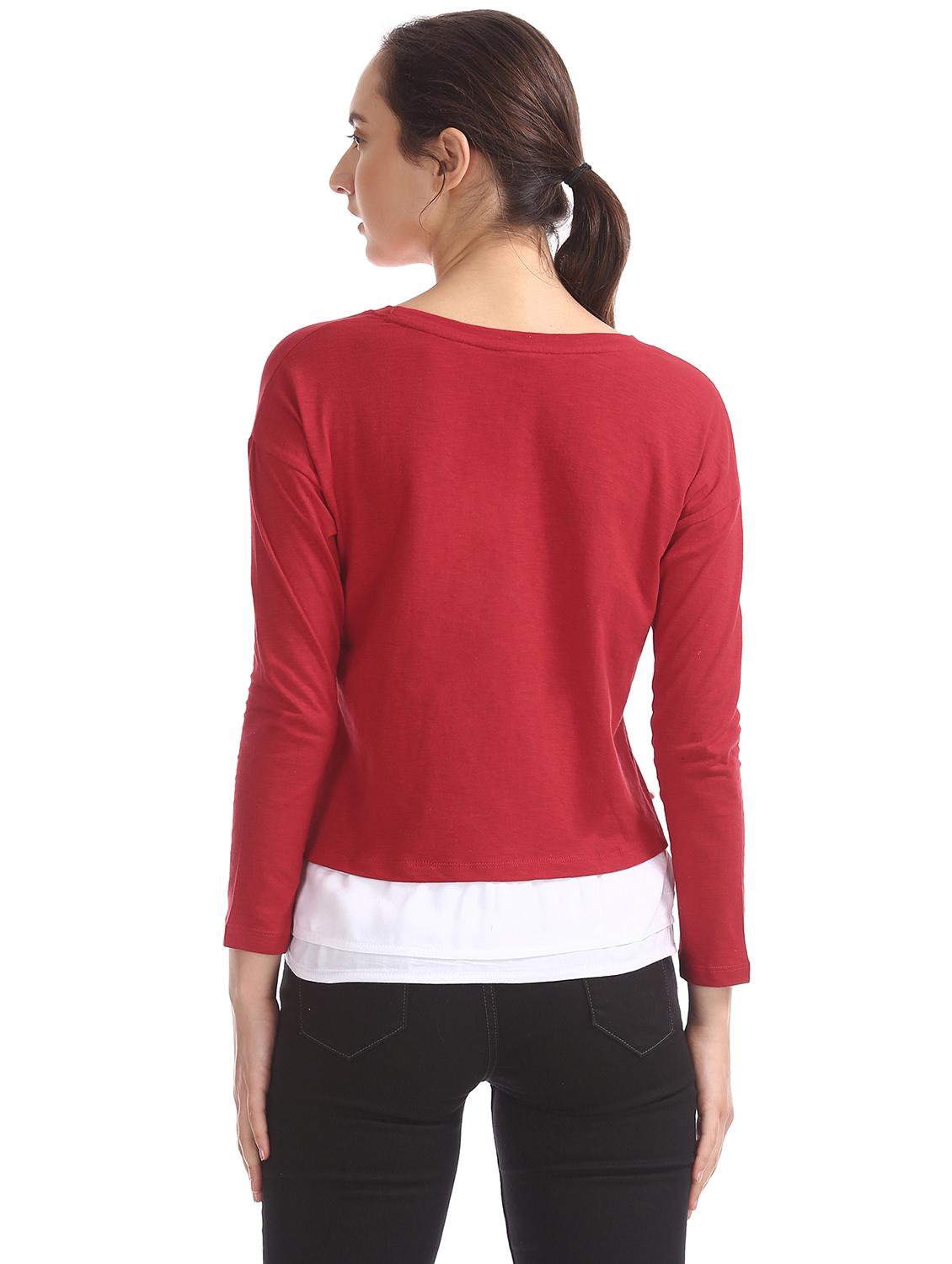 women's straight round neck top - 18069660 - Standard Image - 2