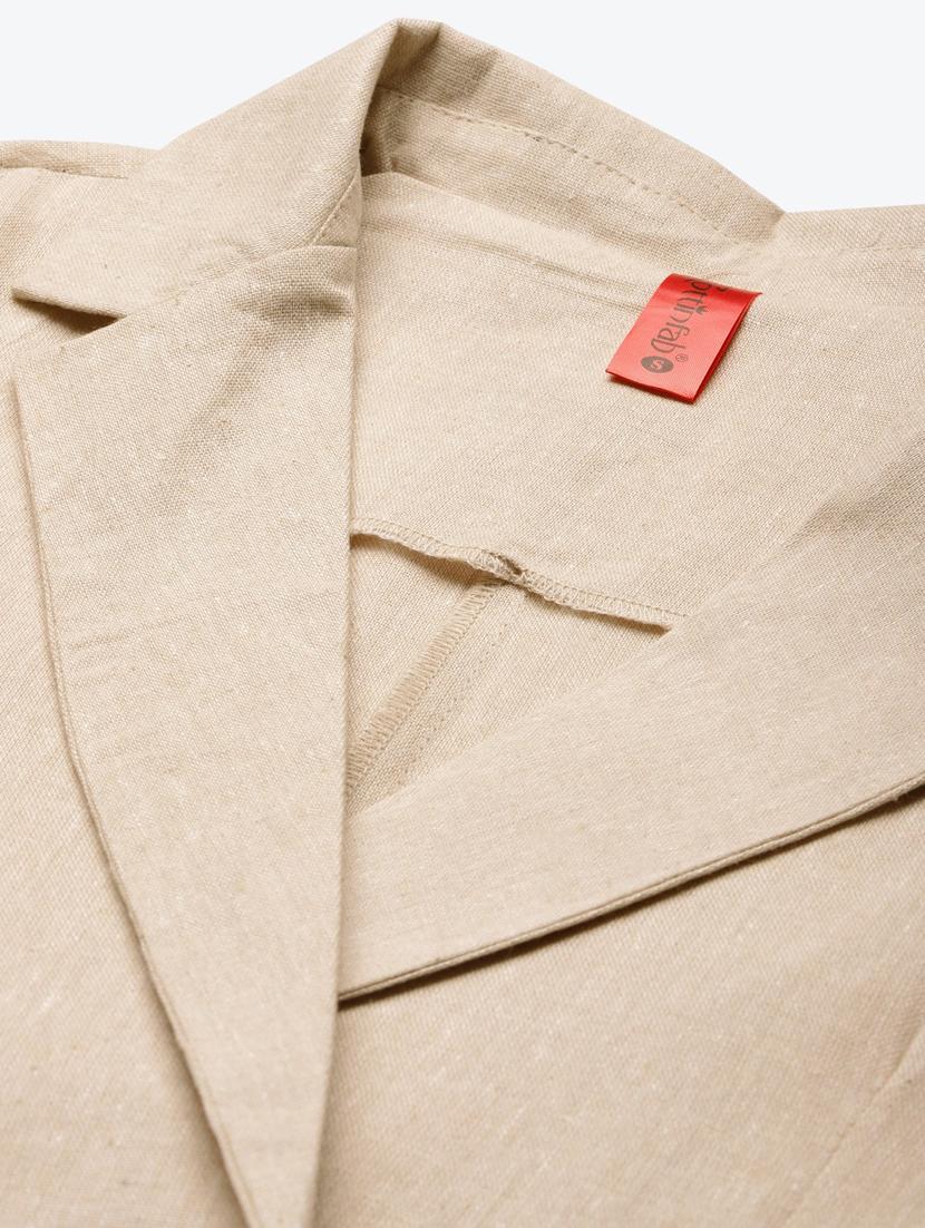 beige solid formal blazer - 18171213 - Standard Image - 4