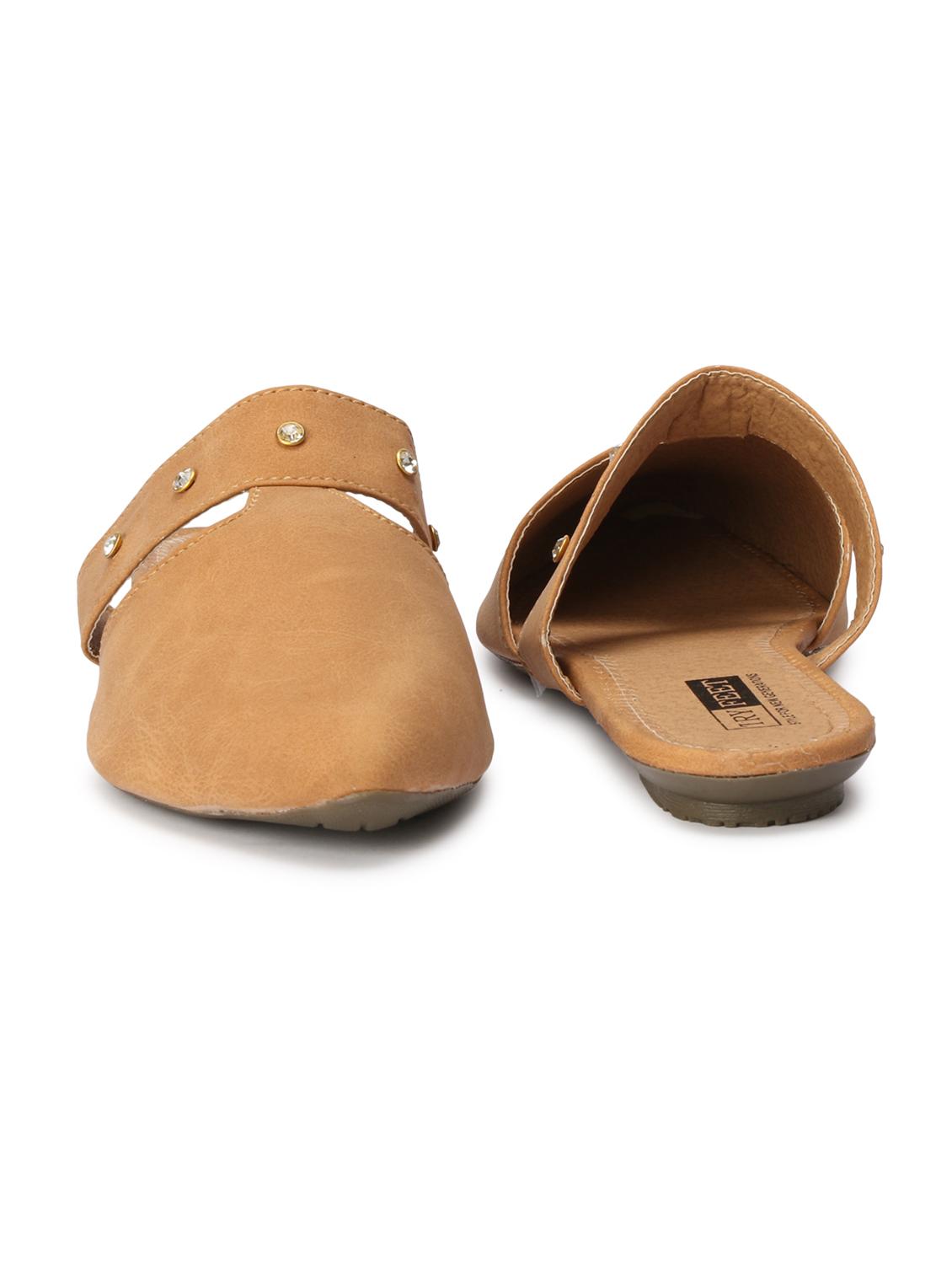 tan faux leather mules sandals - 18193125 - Zoom Image - 4