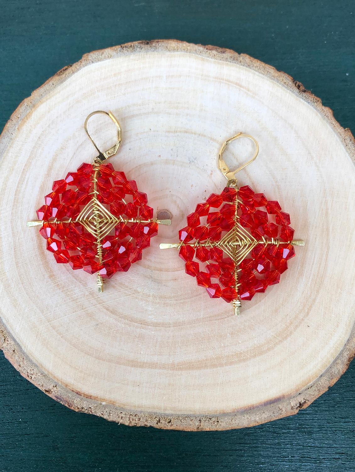 red brass drop earring - 18199912 - Zoom Image - 2