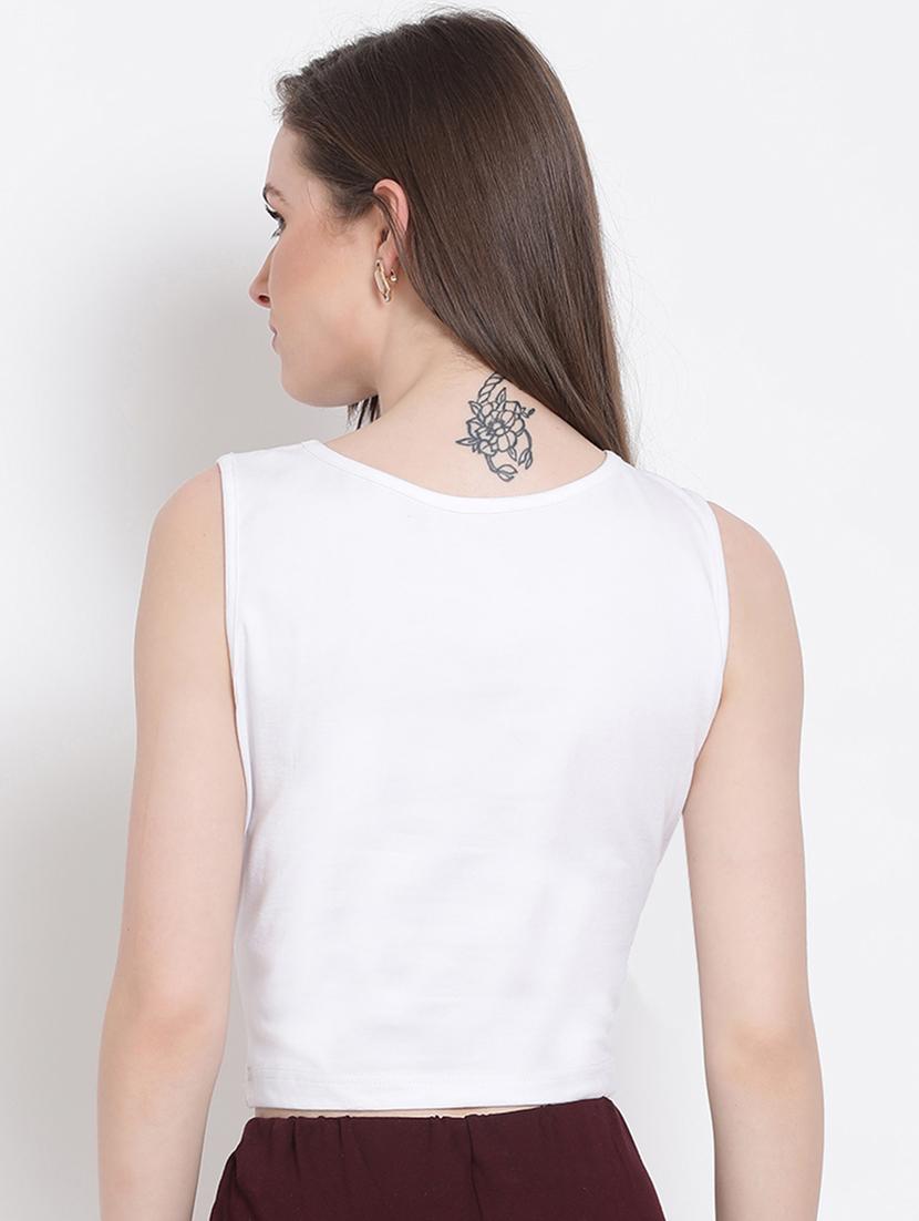 women's crop round neck top - 18204935 - Standard Image - 3