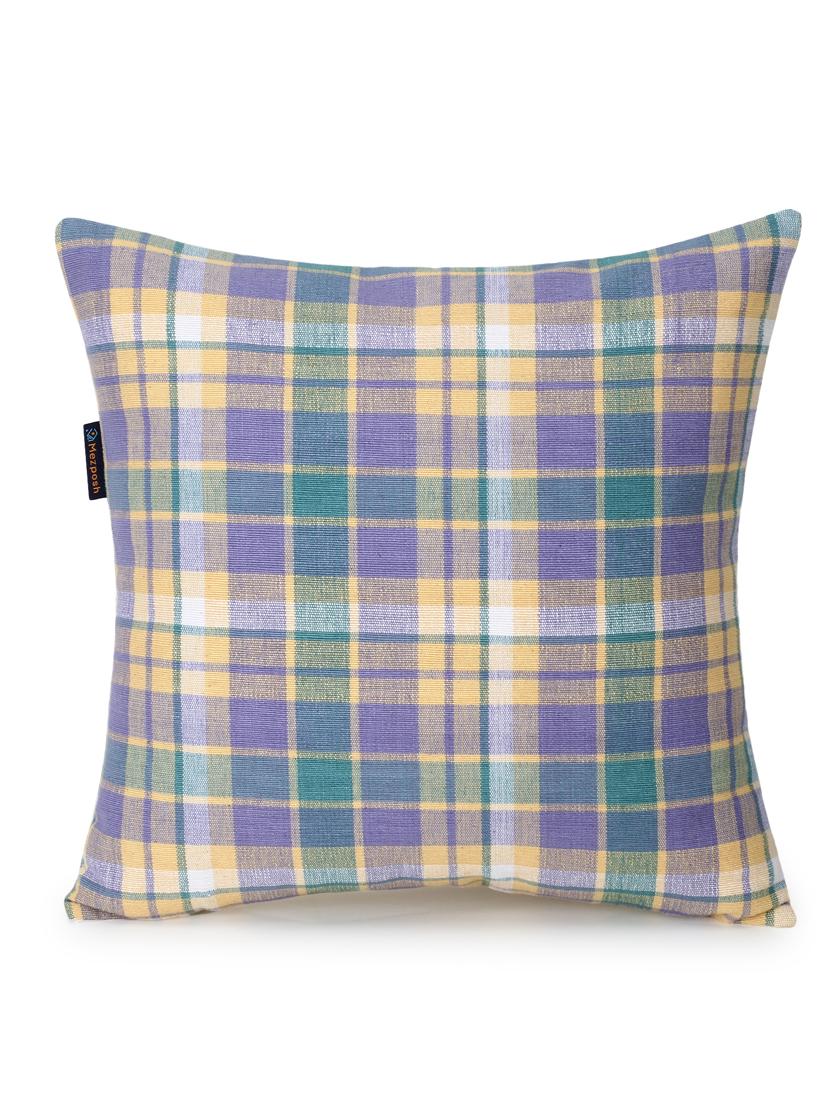 mezposh maverick beige & multi color cotton checkered seating cushion covers (18x18 inch) set of 2 - 18207941 - Zoom Image - 2