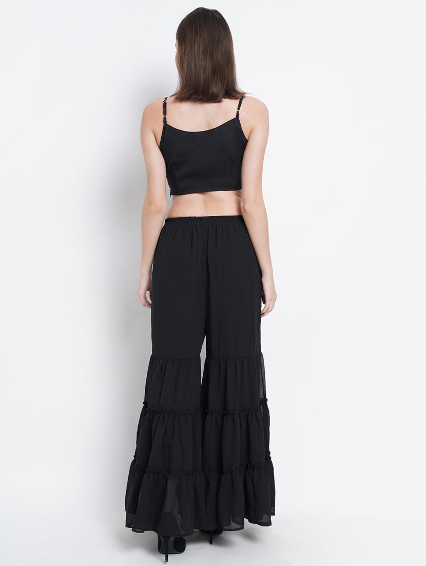 black kurta sharara fusion set - 18207959 - Zoom Image - 3