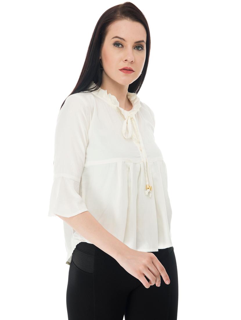 women's flared tie-up neck top - 18213501 - Standard Image - 2