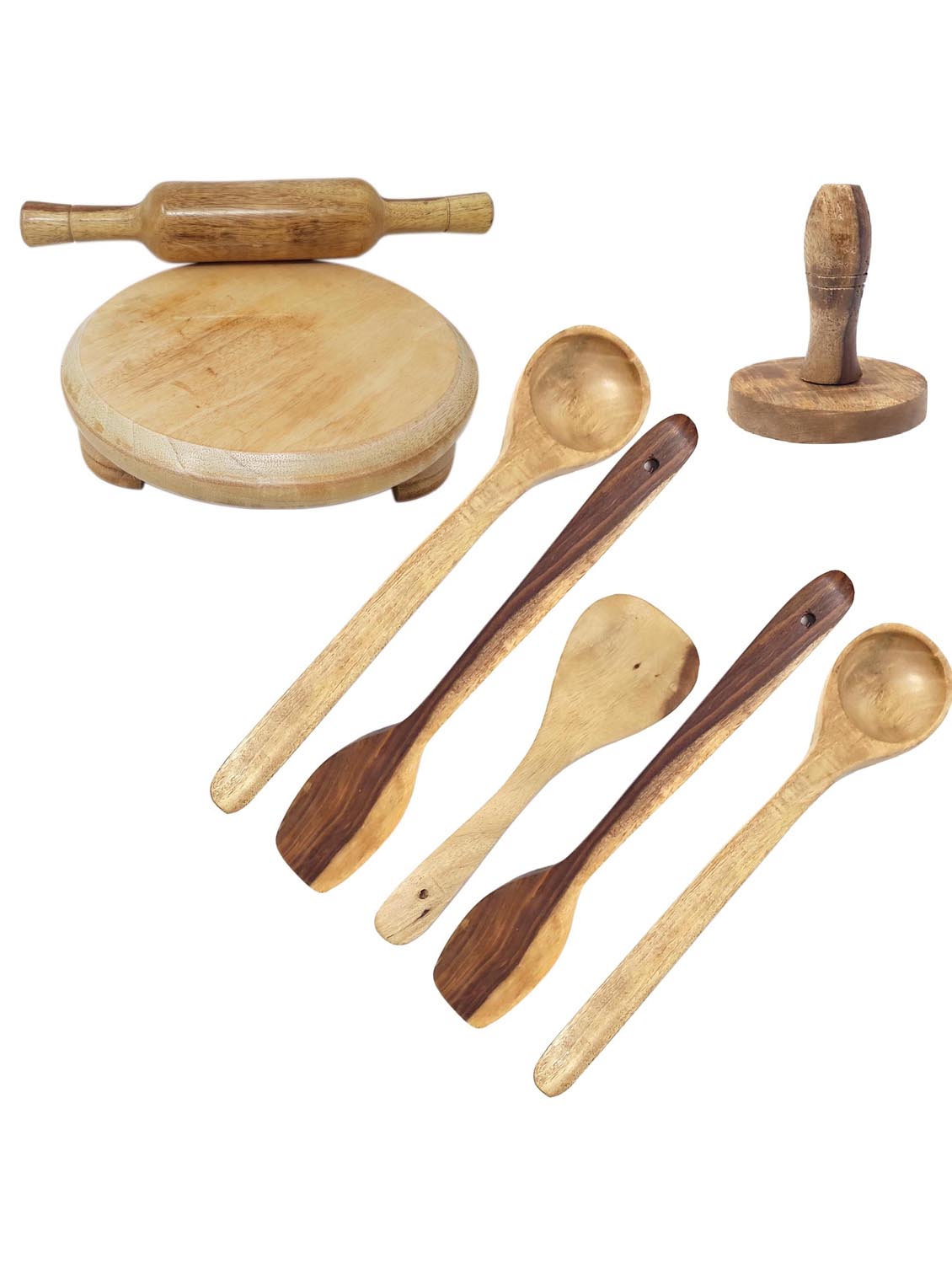 buzykart® wooden skimmers set with chakla belan and masher - 18219052 - Zoom Image - 2
