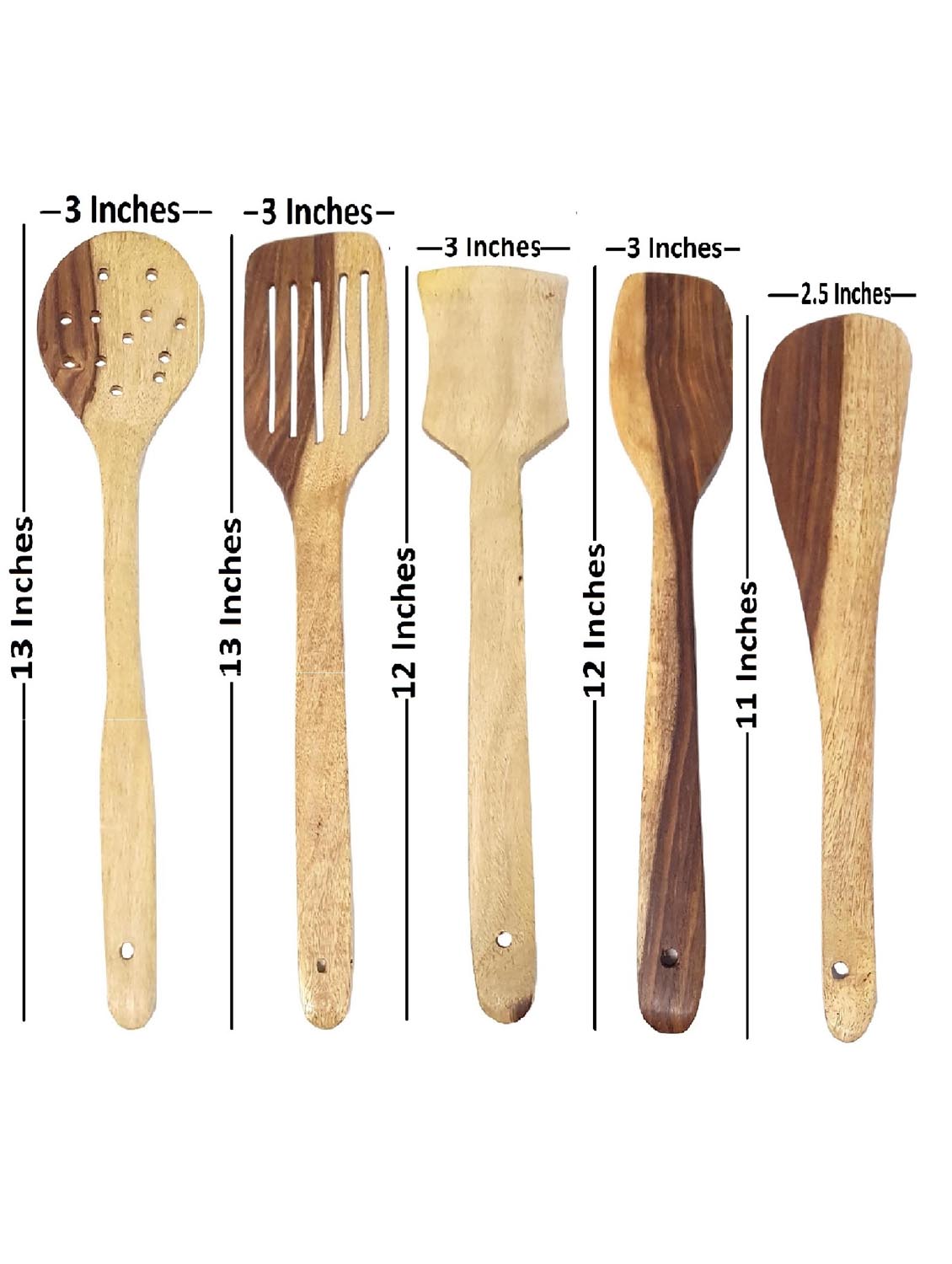 buzykart® wooden spoon set of 8 pcs/ wooden spatula, ladle & kitchen tools set - 18219053 - Standard Image - 3