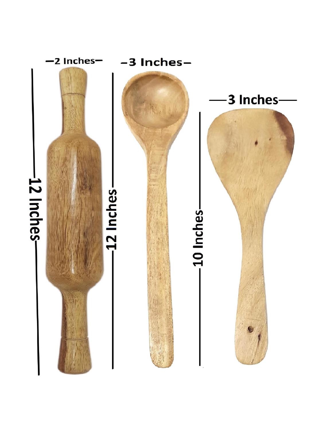 buzykart® wooden spoon set of 8 pcs/ wooden spatula, ladle & kitchen tools set - 18219053 - Standard Image - 4