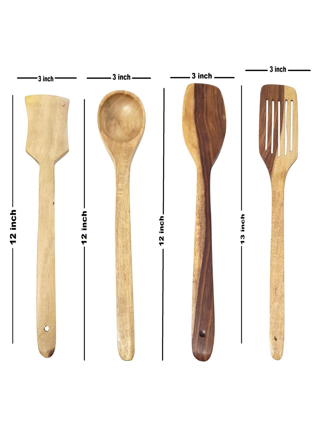 buzykart® wooden spoon set of 9 pcs/ wooden spatula, ladle & kitchen tools set - 18219054 - Standard Image - 3