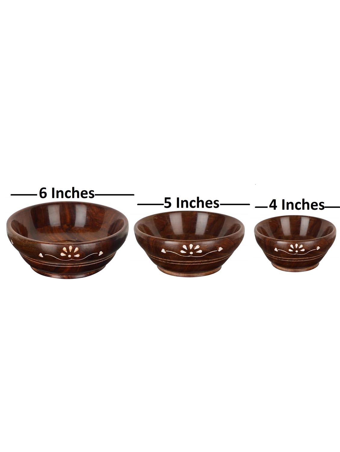 buzykart® handicrafts wooden bowl set of 3, spoon set of 5 | 1 frying, 1 serving, 1 spatula, 1 chapati spoon, 1 desert - 18219322 - Standard Image - 3
