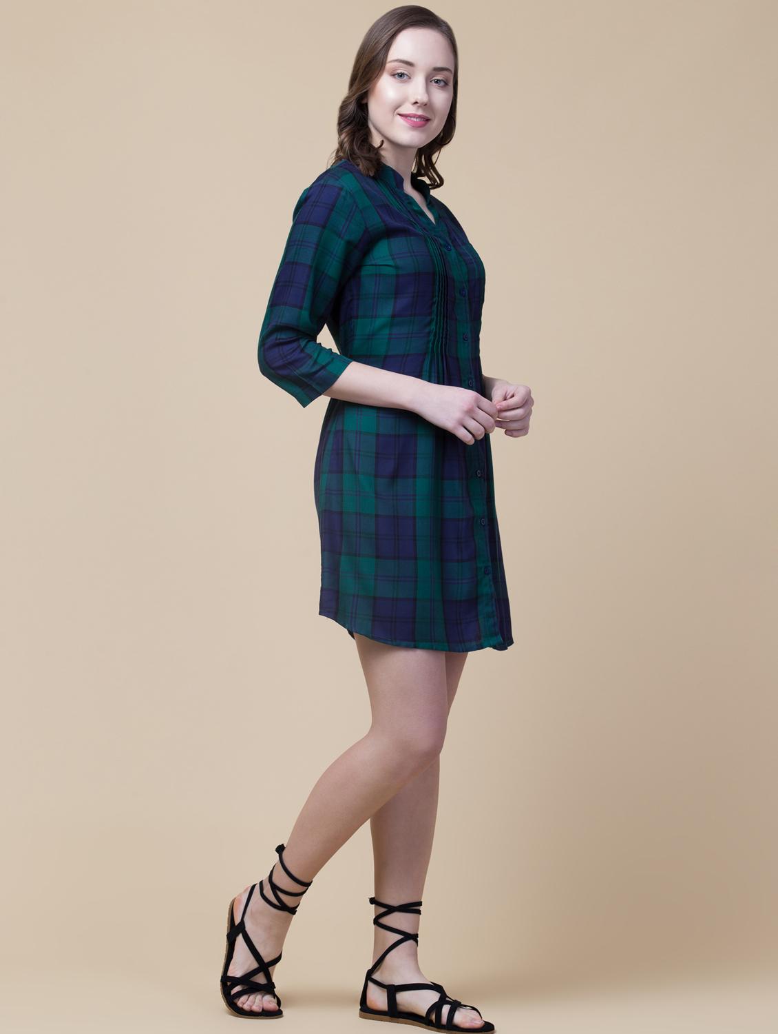 women's shirt checks dress - 18224249 - Standard Image - 2