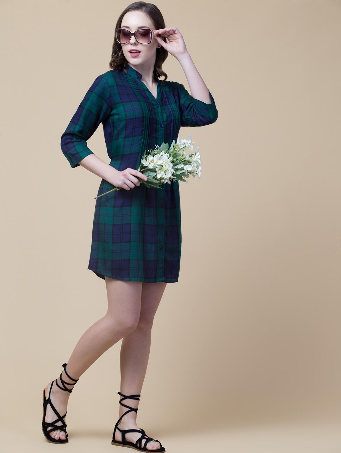 women's shirt checks dress - 18224249 - Standard Image - 4