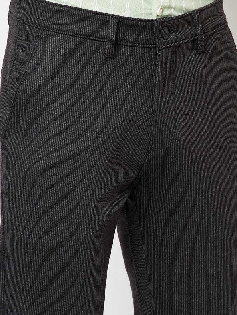 black cotton blend flat front casual trousers - 18228975 - Zoom Image - 4