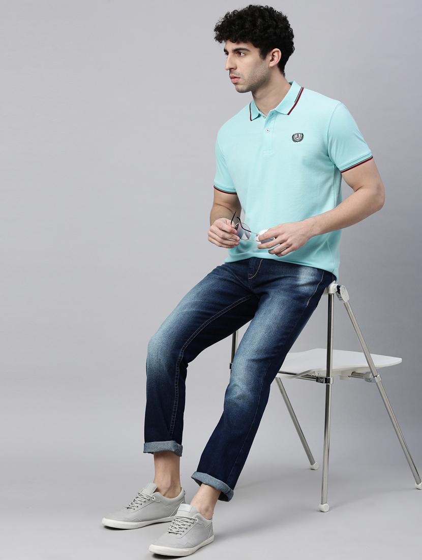 light blue solid polo t-shirt - 18235237 - Zoom Image - 2