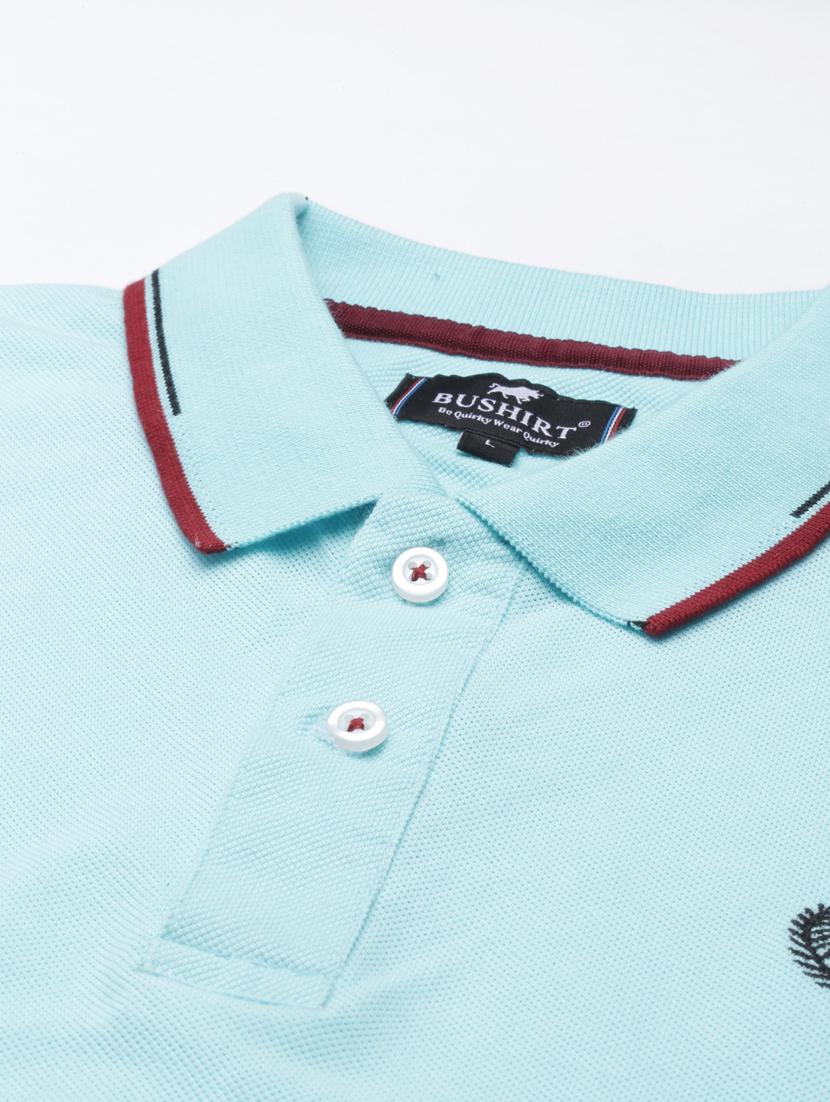 light blue solid polo t-shirt - 18235237 - Zoom Image - 3