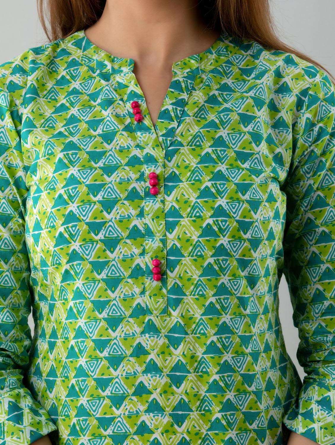 mandarin neck printed regular tunic - 18246437 - Zoom Image - 5