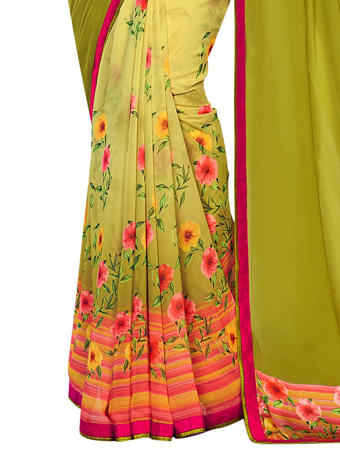 floral printed saree with blouse - 18248217 - Standard Image - 3