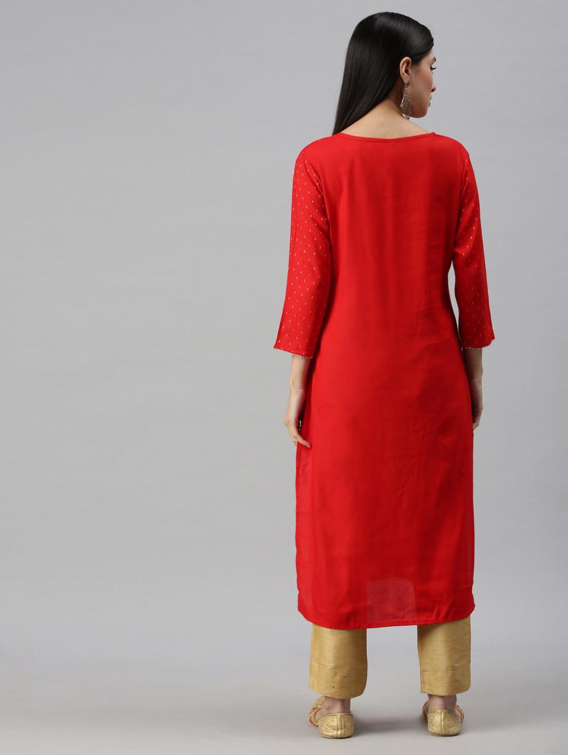 women's straight kurta - 18249274 - Standard Image - 2