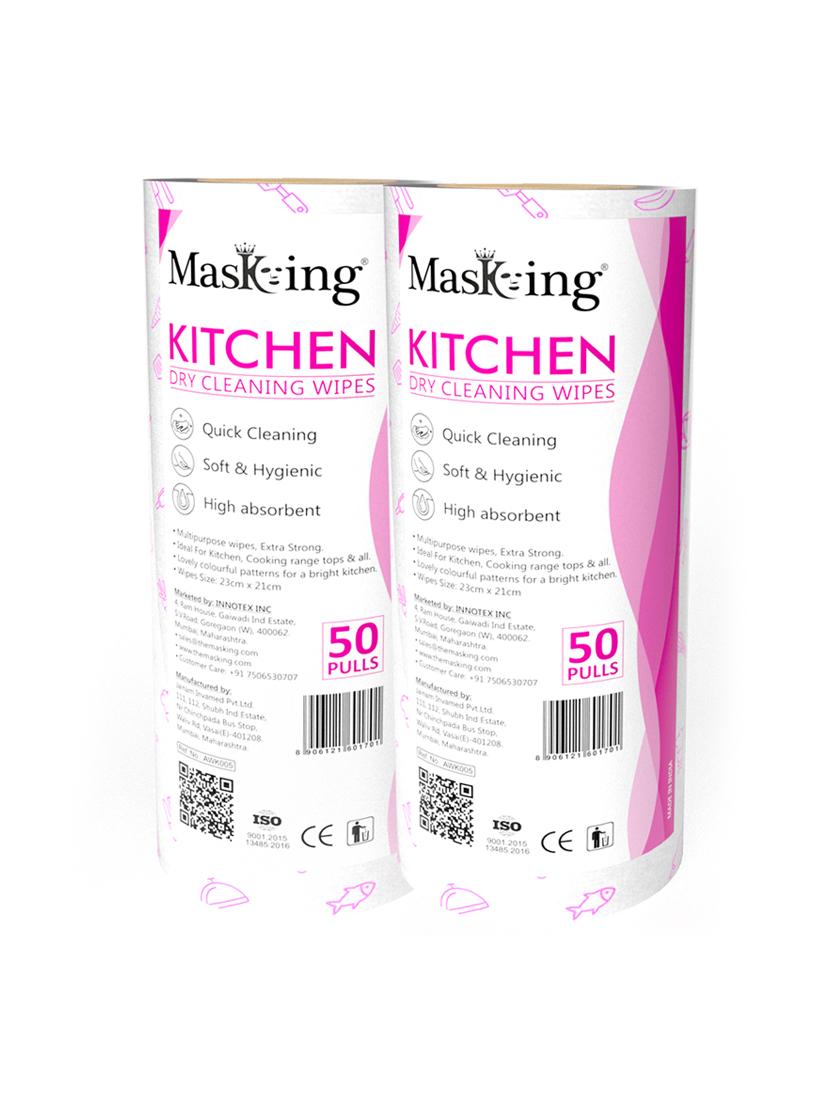 masking kitchen dry cleaning roll wipes towel reusable washable for multipurpose cleaning tissue pink pattern 100 pulls sheet - 18250753 - Zoom Image - 2