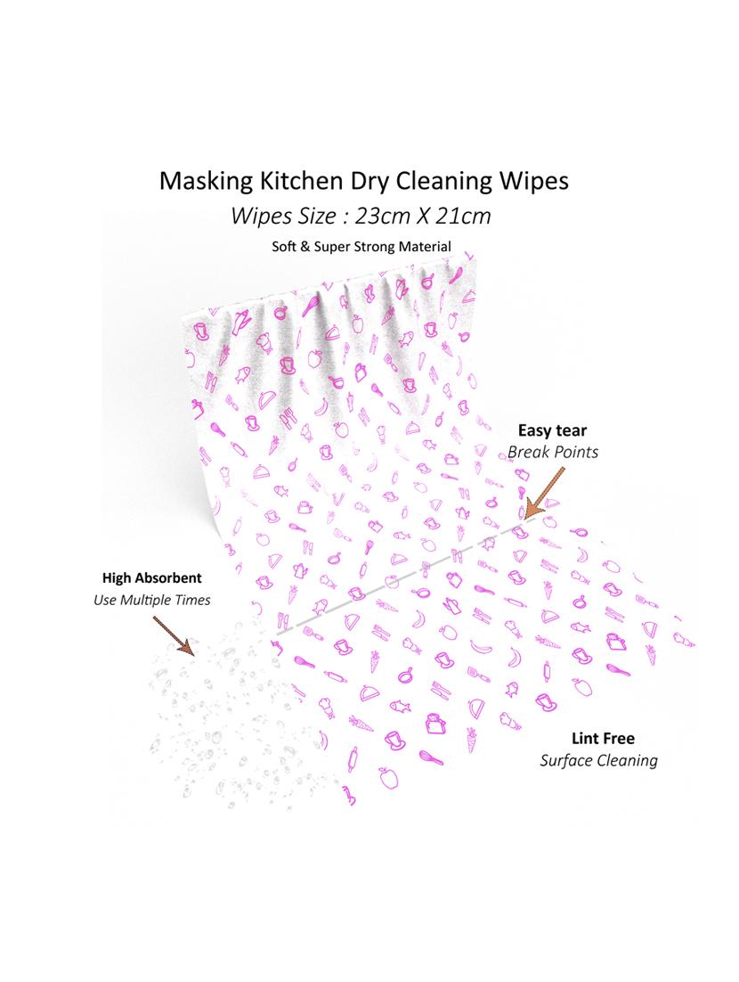 masking kitchen dry cleaning roll wipes towel reusable washable for multipurpose cleaning tissue pink pattern 100 pulls sheet - 18250753 - Standard Image - 3