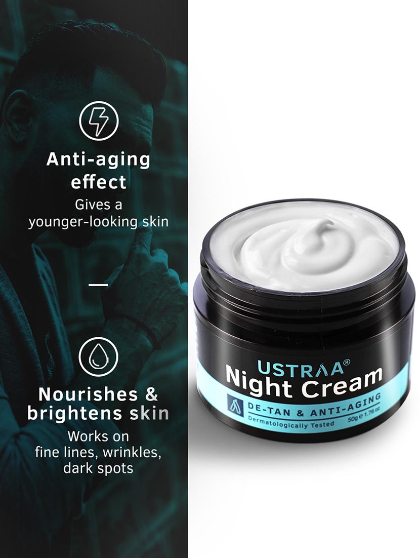 ustraa night cream - de-tan and anti-aging-50g & face wash-neem & charcoal-200g - 18274737 - Standard Image - 5