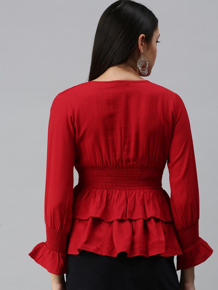 women's peplum v neck top - 18310545 - Standard Image - 2