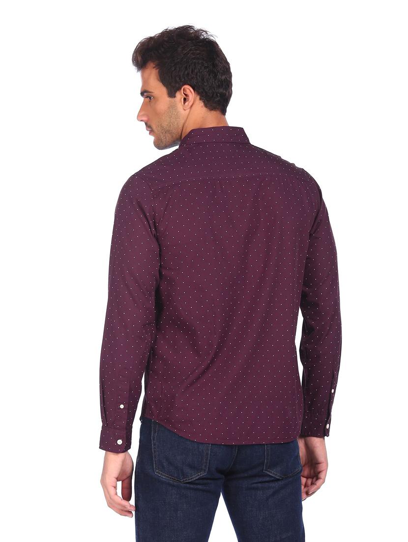 mens micro print casual shirt - 18331076 - Standard Image - 2