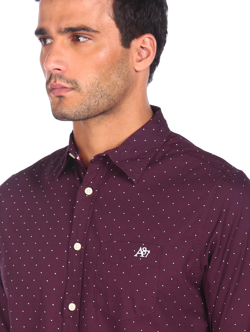mens micro print casual shirt - 18331076 - Standard Image - 5