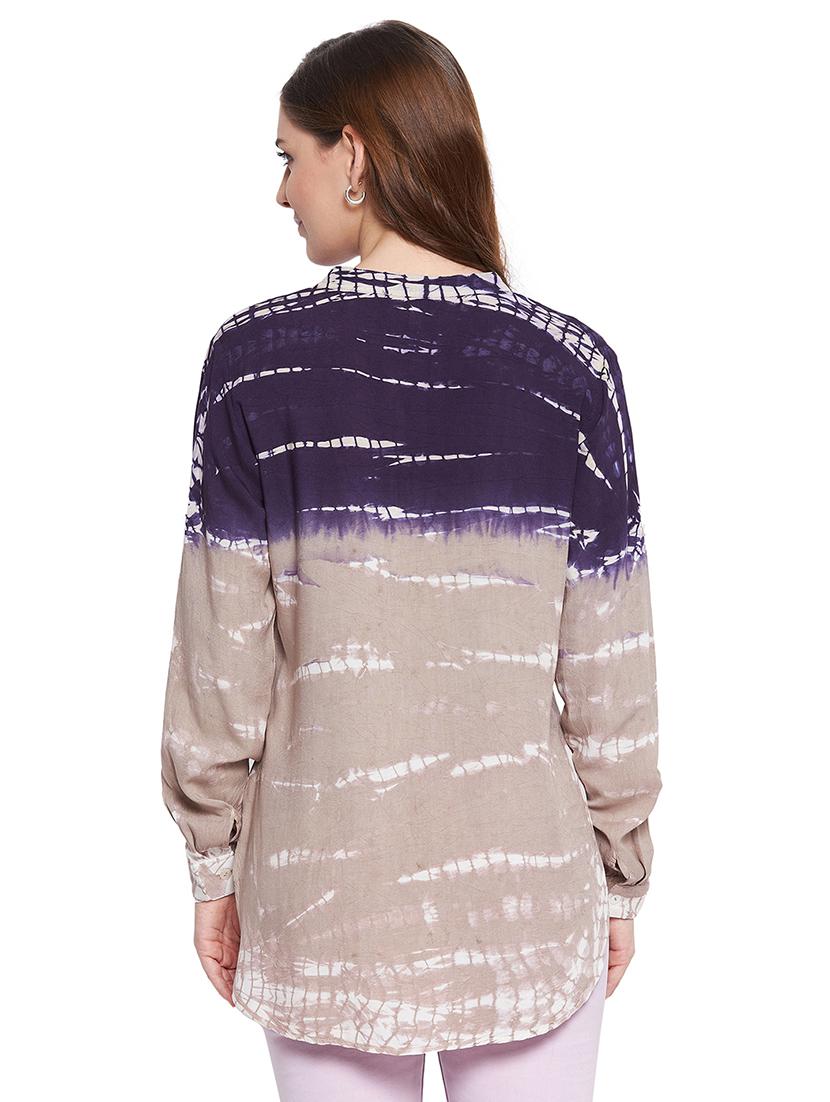 mandarin neck printed shirt - 18338525 - Standard Image - 2