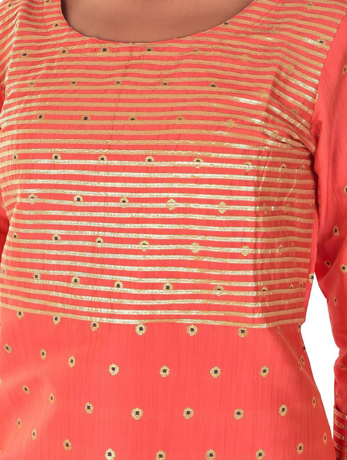 women orange self design kurta pant set - 18342015 - Zoom Image - 3