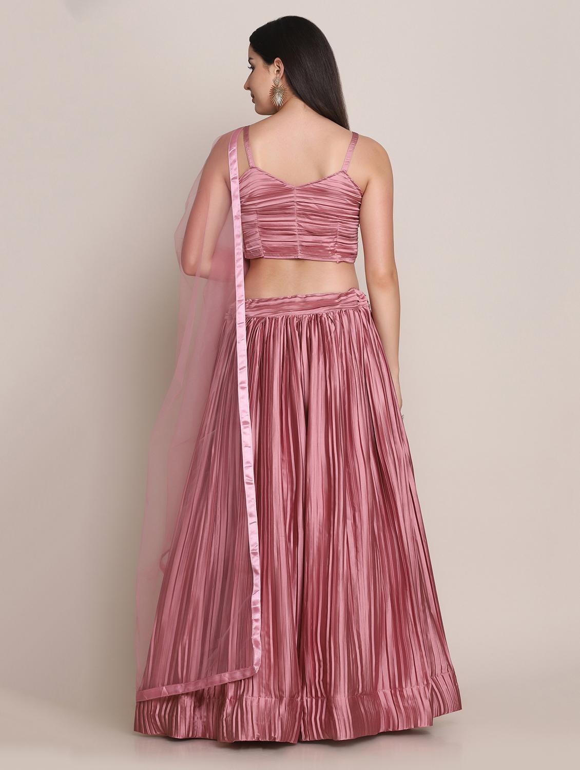 pink silk flared lehenga - 18346658 - Zoom Image - 2