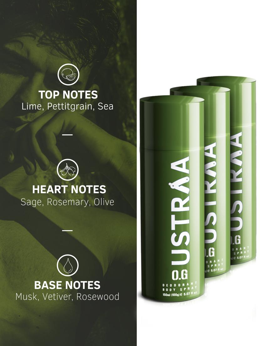 ustraa o.g deodorant body spray - 150ml - set of 3 - 18353971 - Zoom Image - 4