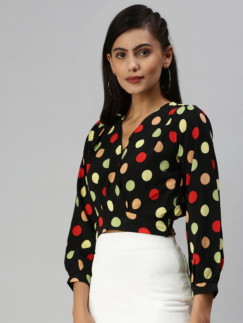 women's crop v neck top - 18367730 - Standard Image - 2