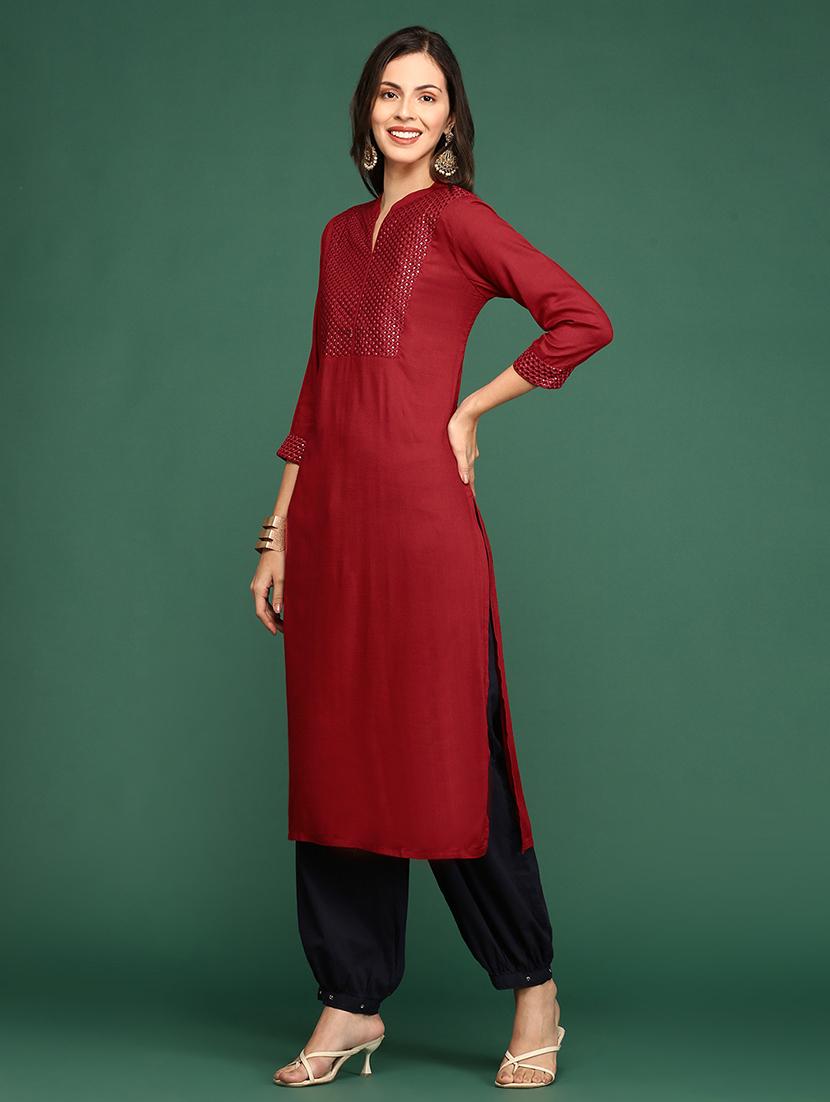 women's straight kurta - 18372795 - Standard Image - 2