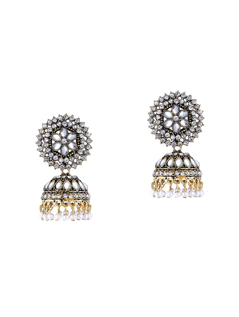 gold brass jhumka earring - 18397771 - Standard Image - 3
