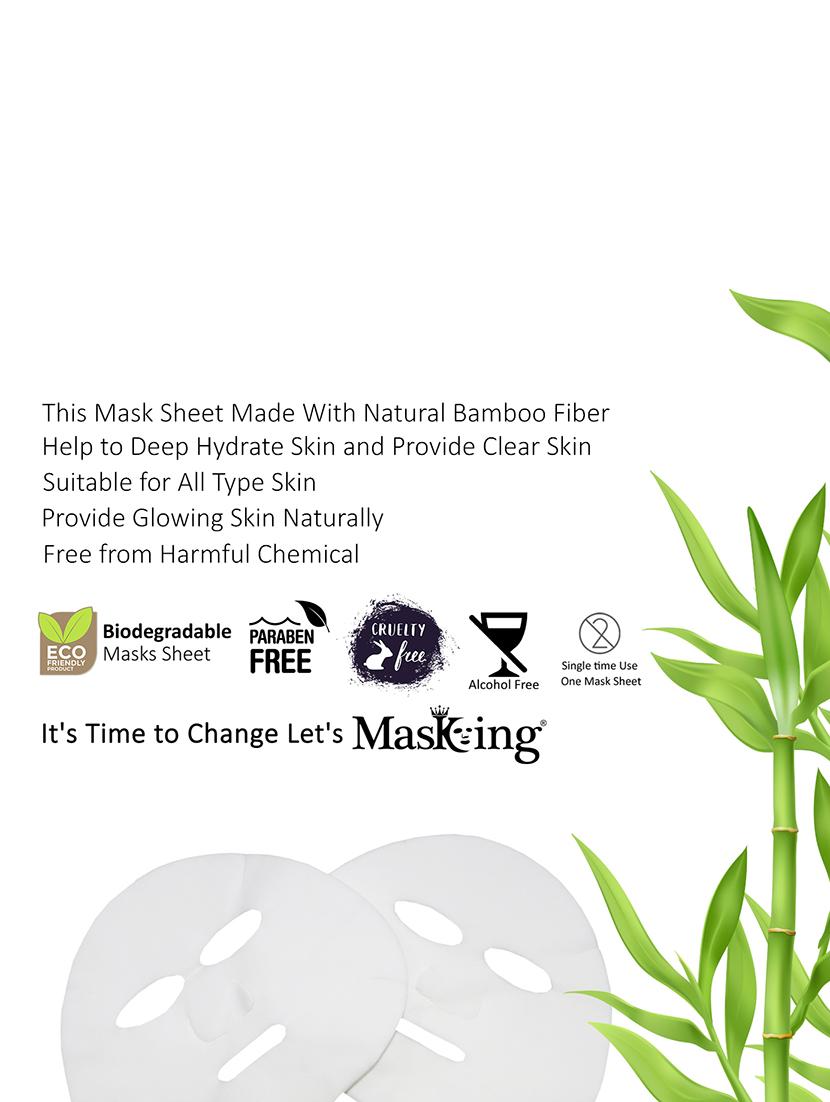masking bamboo facial sheet mask of strawberry, saffron, algae, watermelon & tea tree ideal for women & men (combo pack of 5) - 18398617 - Zoom Image - 3