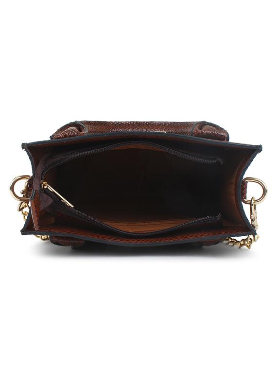 brown textured fashion satchel - 18401178 - Zoom Image - 2