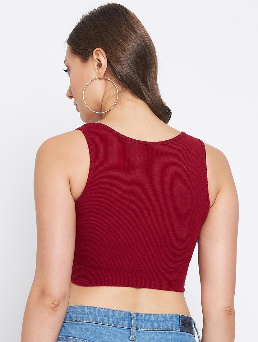 women's crop round neck top - 18402540 - Standard Image - 2